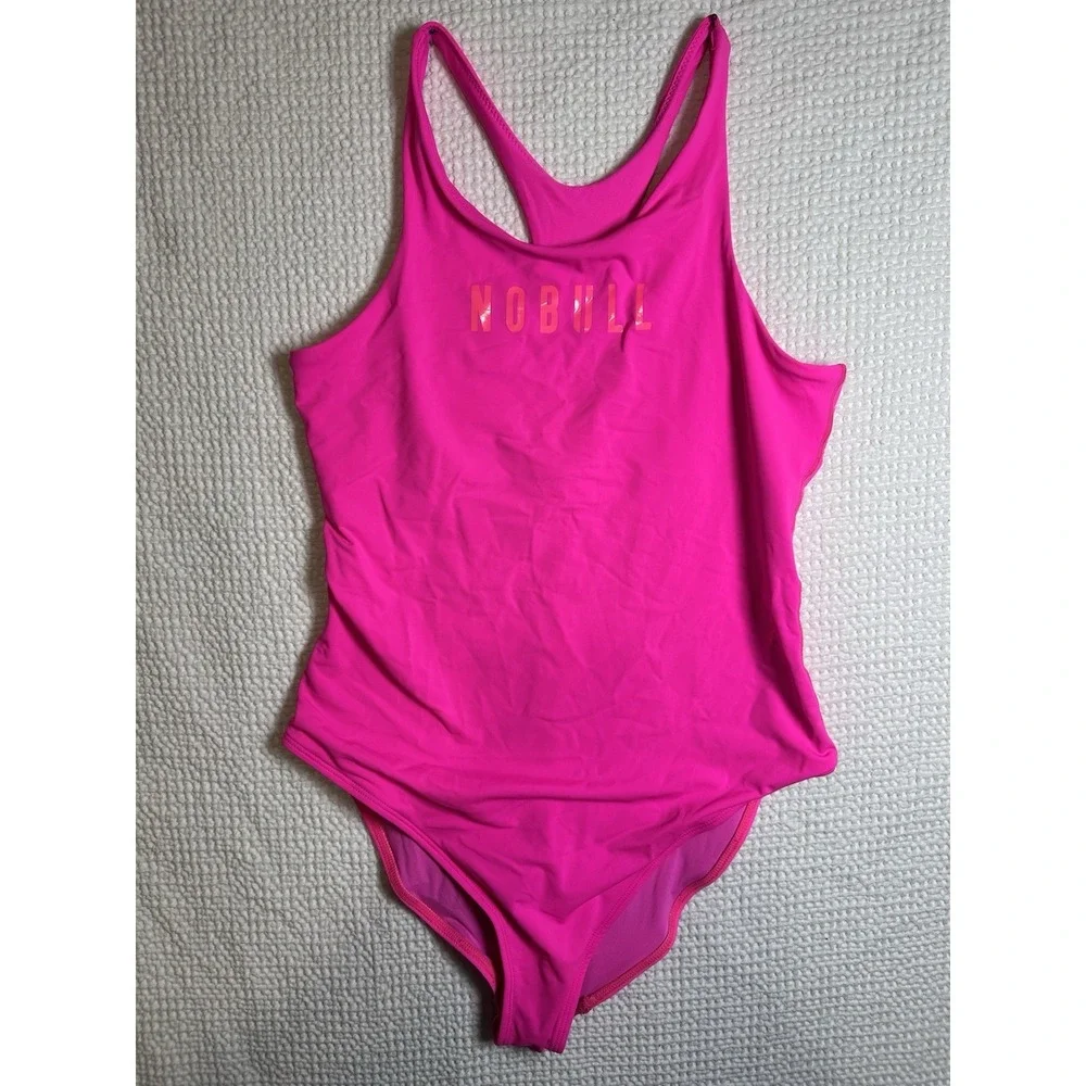 NOBULL One Piece Swimsuit Women's Large Hot Pink Racerback Athletic Training